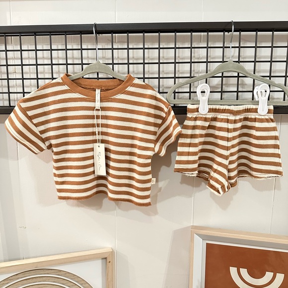 Rylee and Cru Camel Stripe Waffle Set 12-18 NWT - Picture 2 of 4